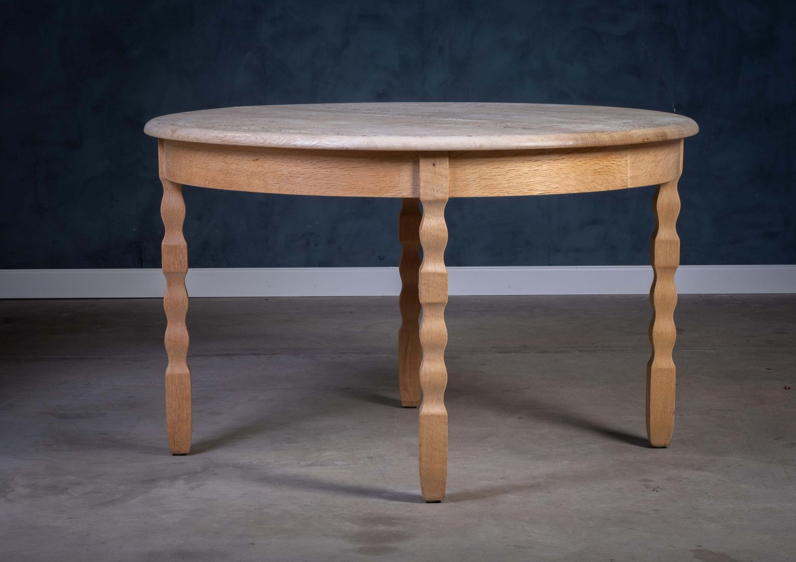 Brutalist Solid Oak Dining Table By Henning Kjærnulf, 1970s photo for sale