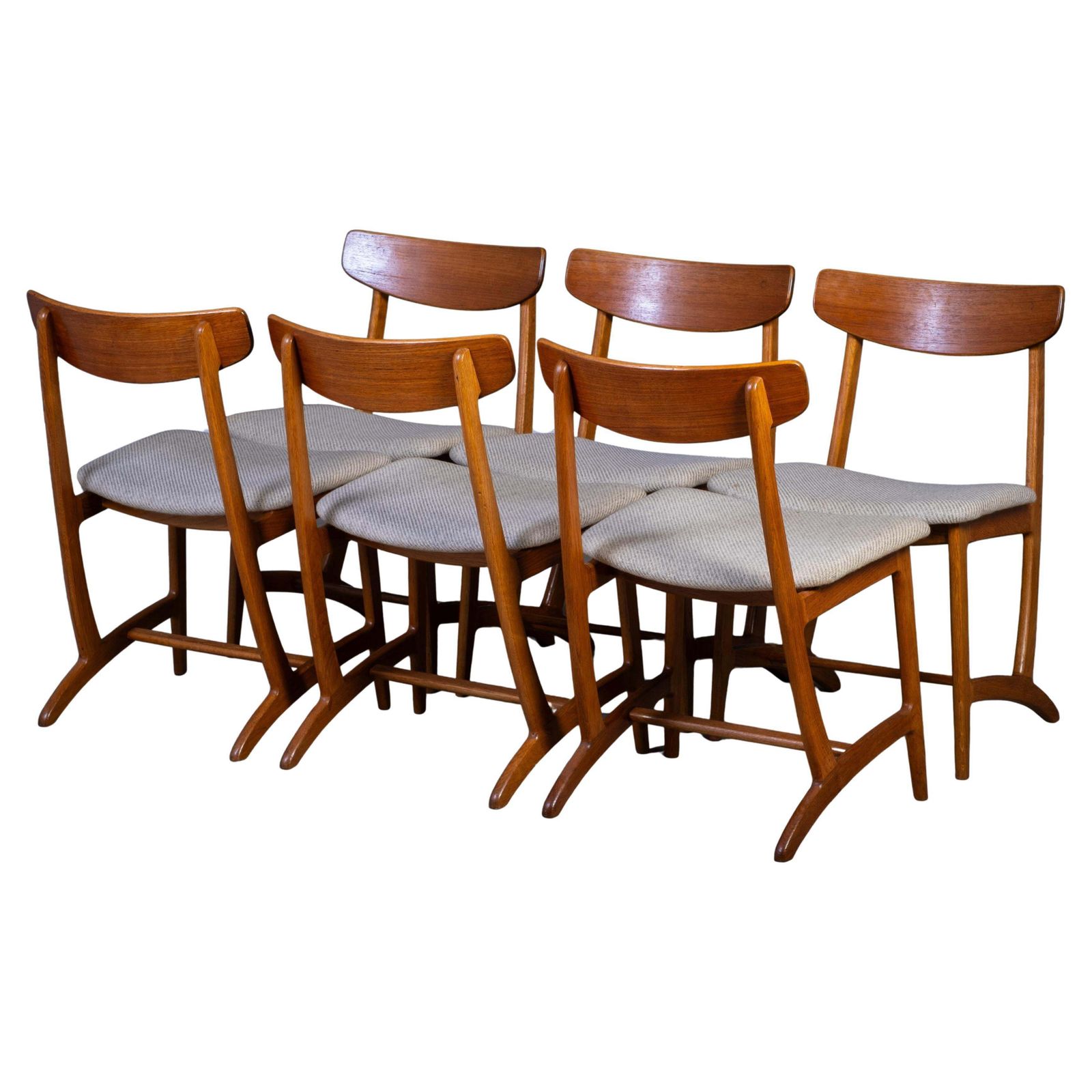 Set Of Six Danish Dining Chairs In Oak And Teak, 1960s