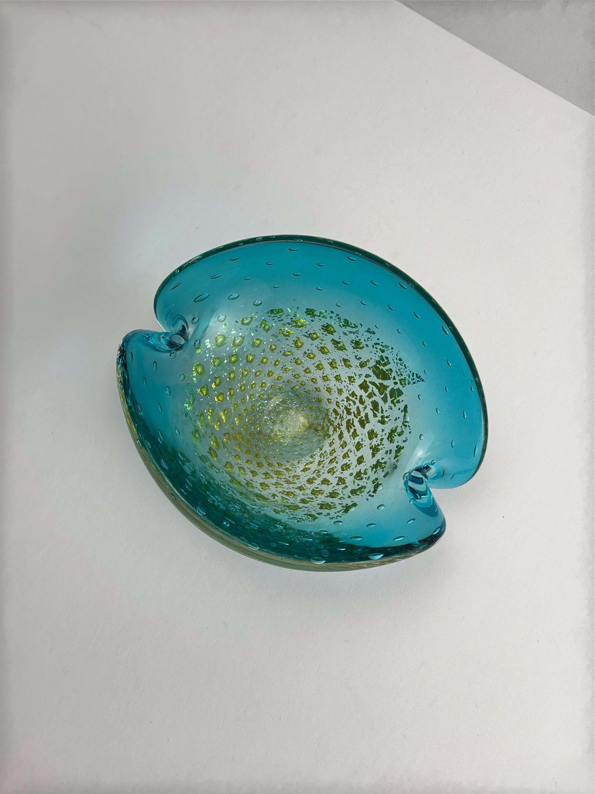 Turquoise Murano Glass Clam Shell Bowl By Archimede Seguso, Italy, 1960s photo vinterior