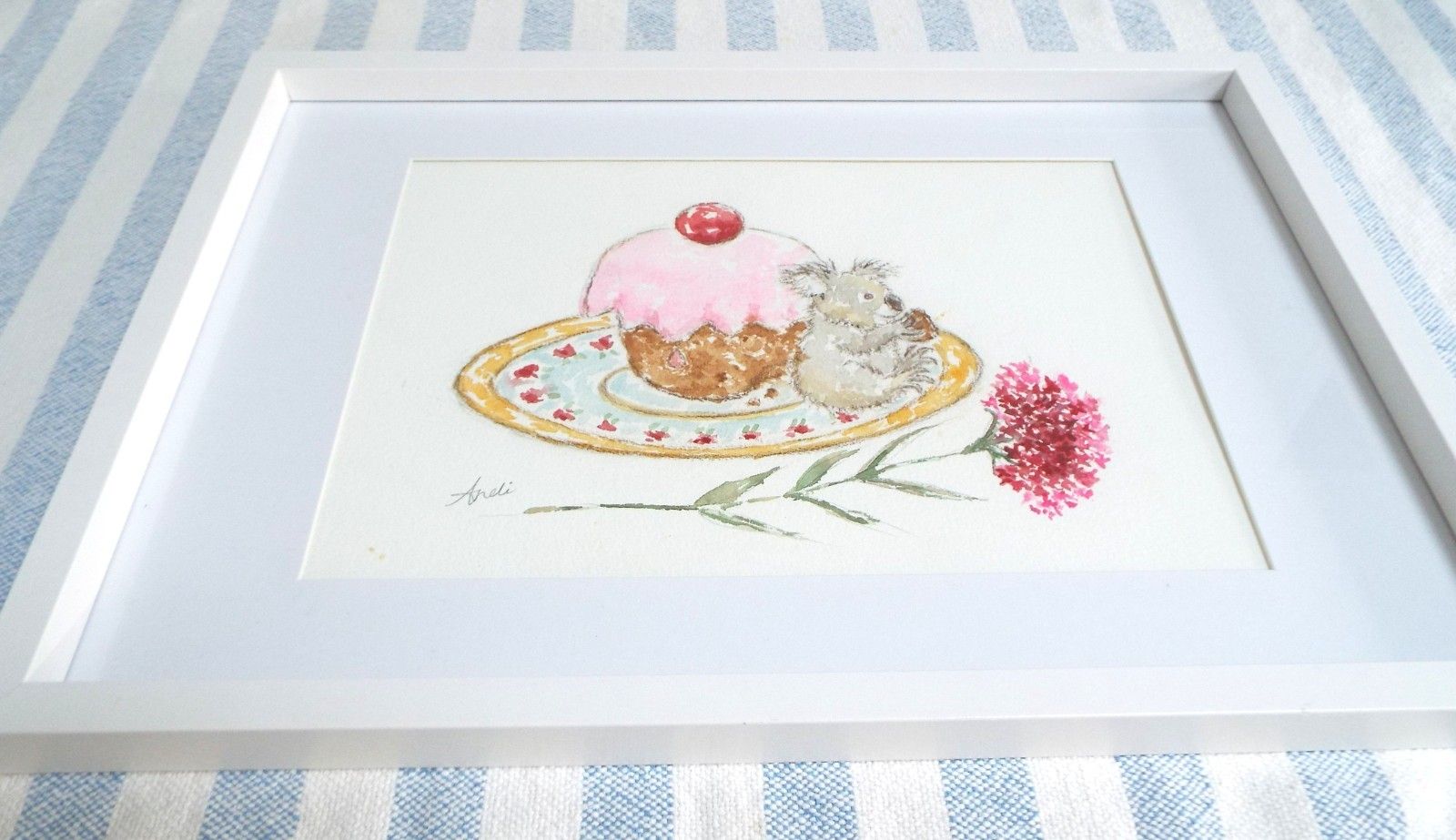 Cute Koala  Llustration Original  Framed Watercolour Painting Andi J Lucas photo 125.0