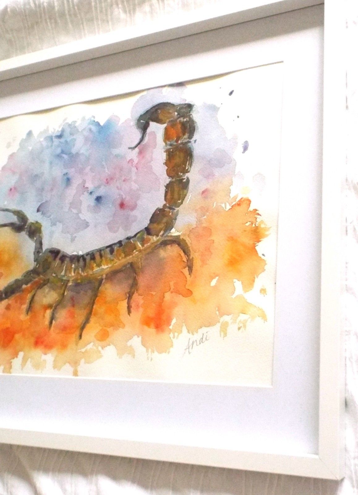 Scorpion Original Watercolour  Framed Painting  Scorpio Star Sign Andi  J Lucas photo for sale