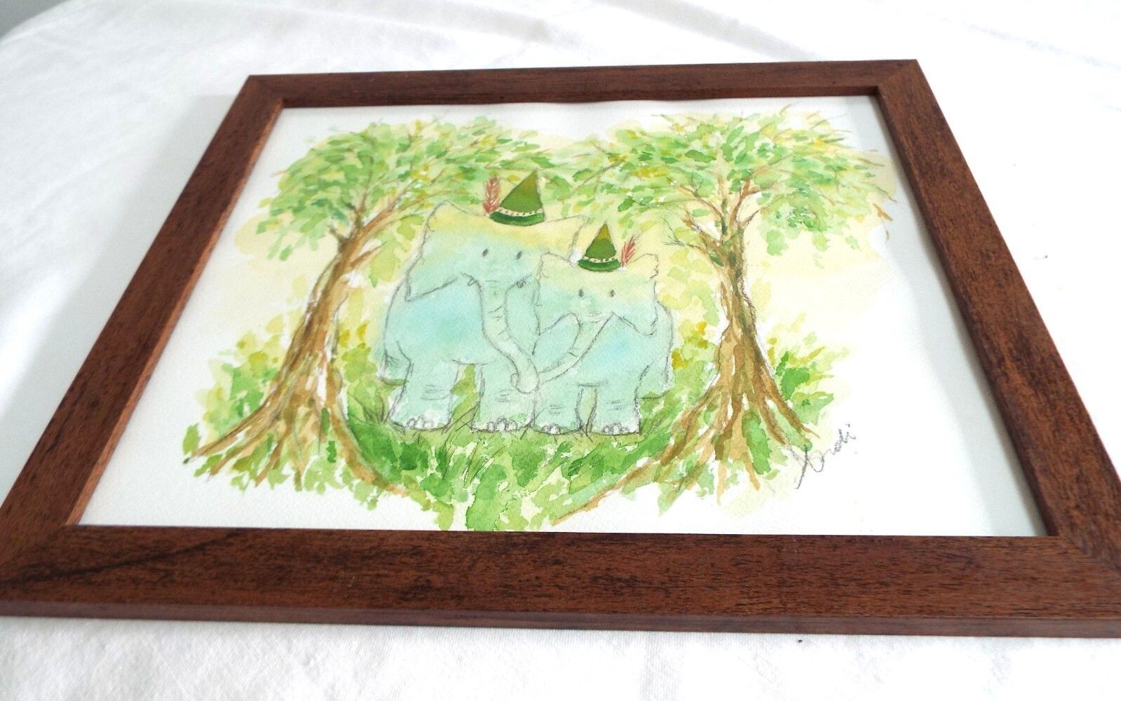 Austrian Elephants Illustration Cute Original Watercolour Painting  Andi J Lucas photo furniture
