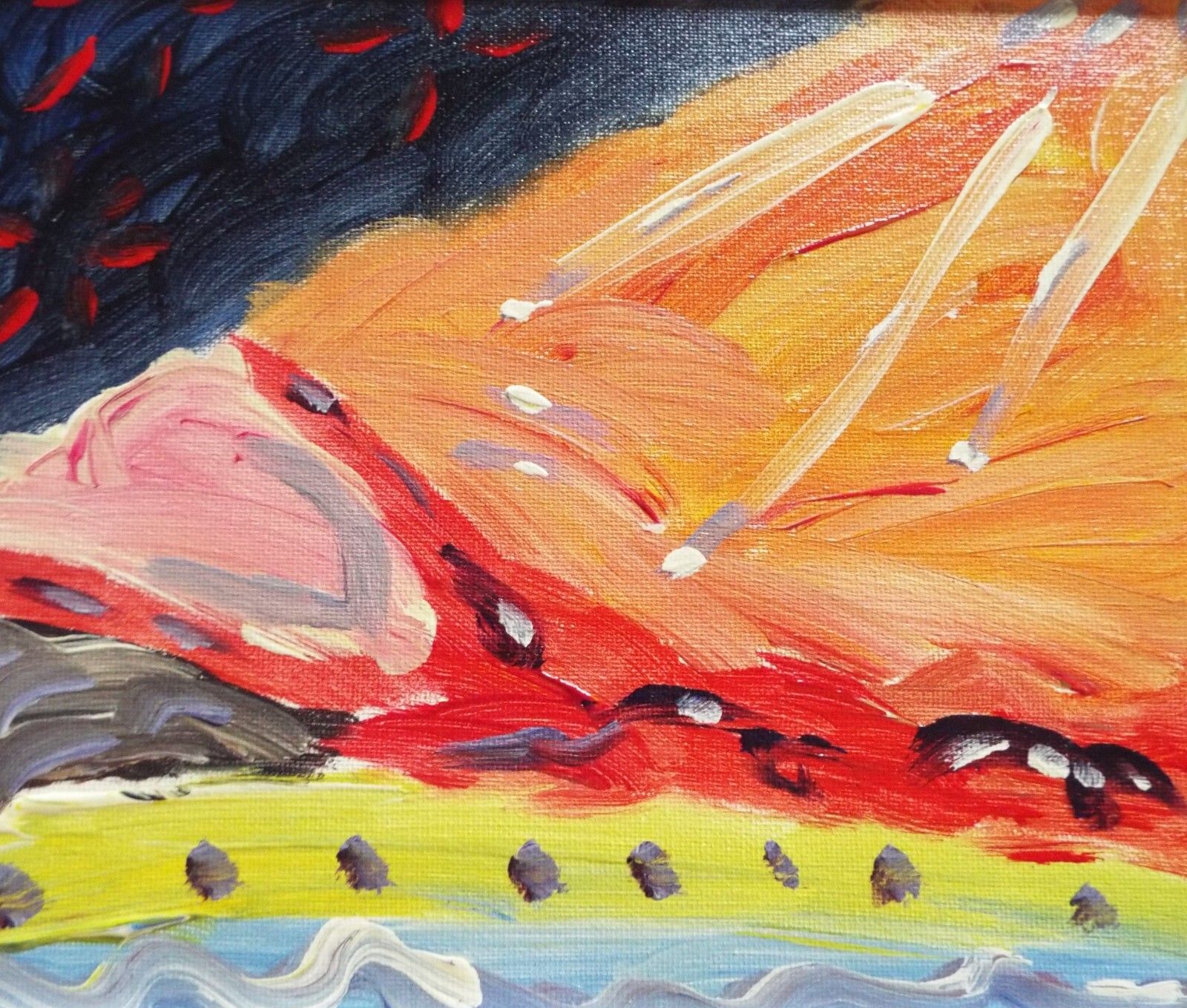 Set Of 3 New Original Abstract Framed Paintings Bright Landscapes Fraser Lucas photo buy
