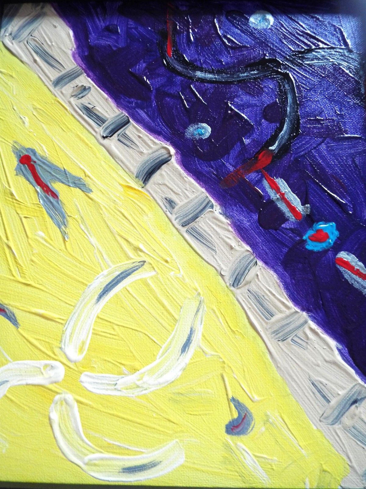 Set Of 3 New Original Abstract Framed Paintings Purple Yellow Red Fraser Lucas photo buy
