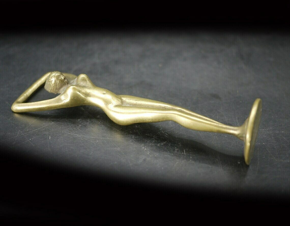 Art Deco Brass Nude Lady Bottle Opener photo vinterior