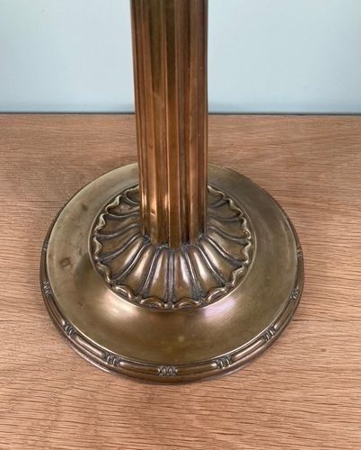 Antique Edwardian Brass Table Lamp Base Early 20th Century H38cm Rewired photo vintage