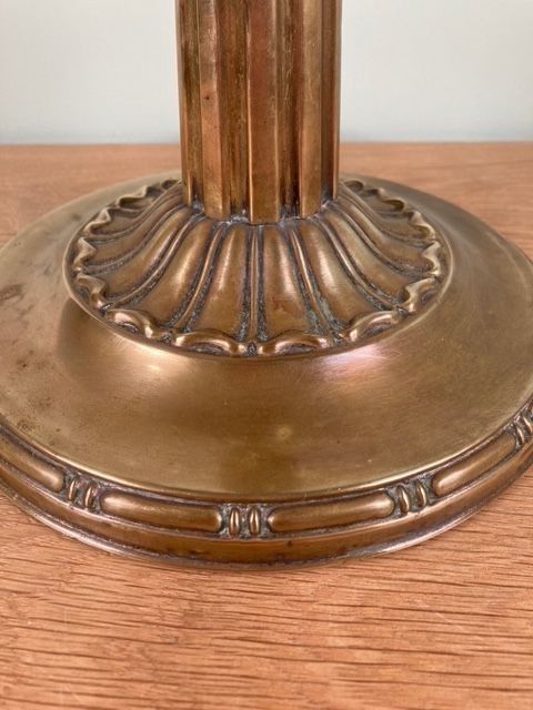 photo for sale Antique Edwardian Brass Table Lamp Base Early 20th Century H38cm Rewired