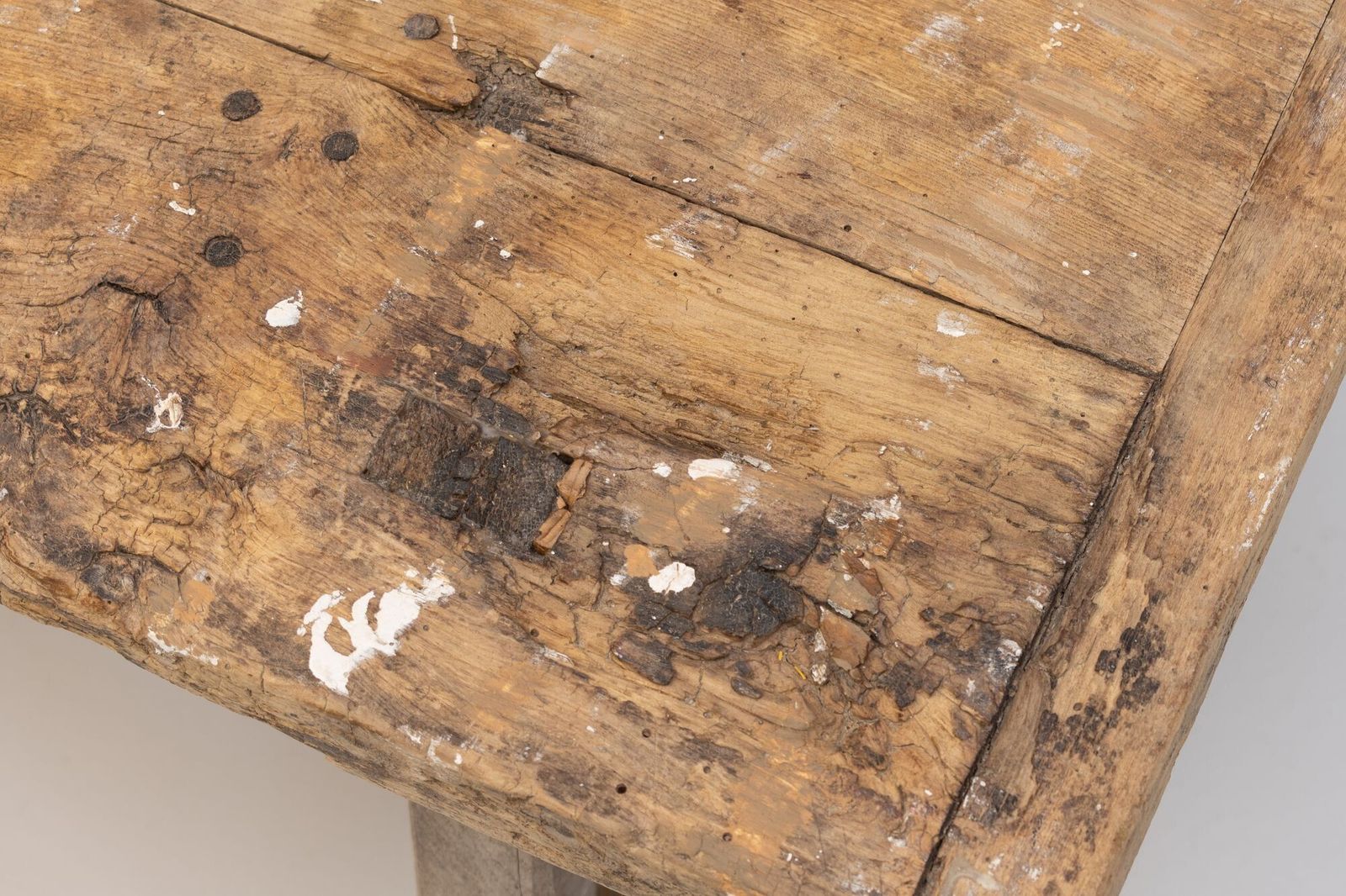 Stretcher Table, 1900s, Pine, Antique photo Furniture
