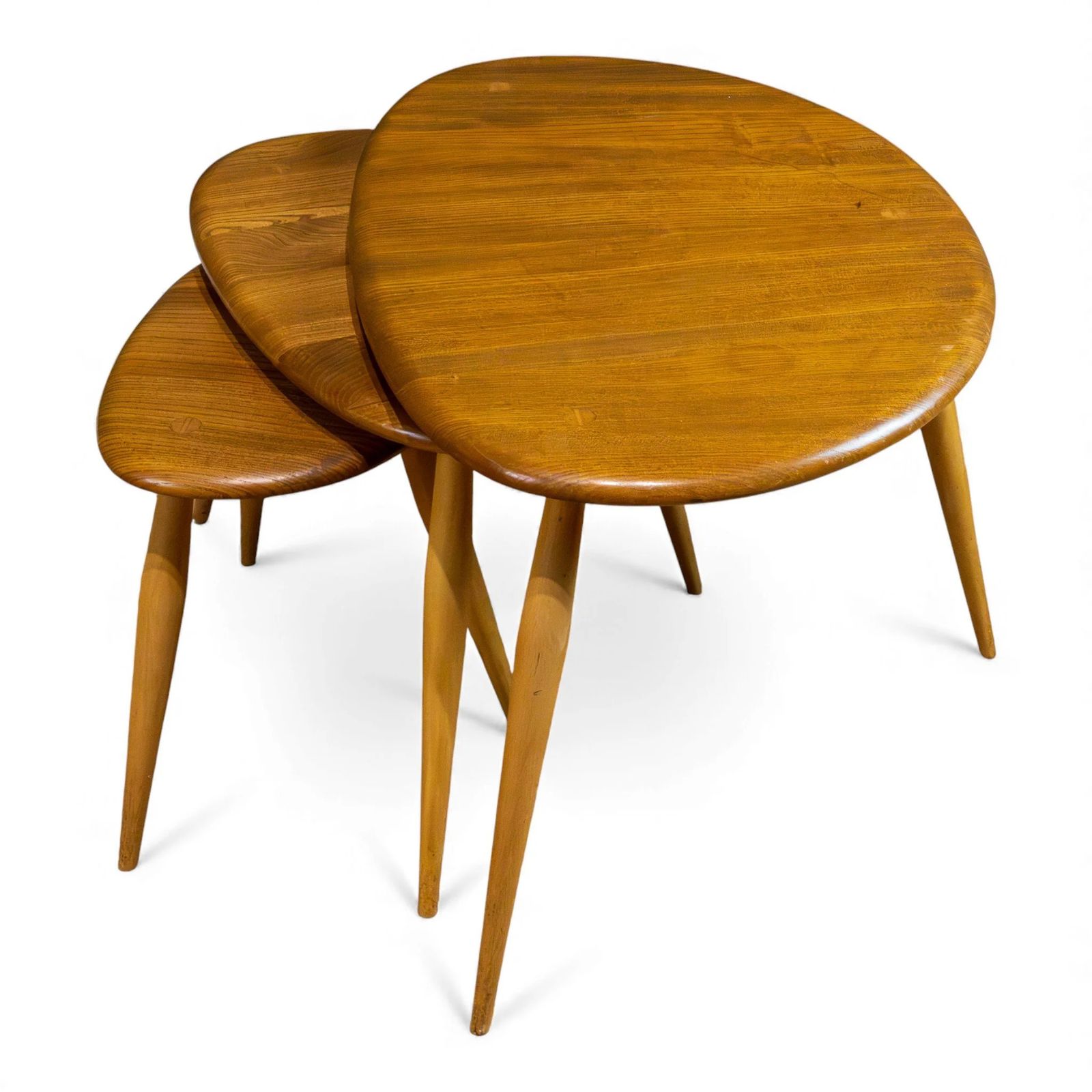 Ercol Blue Label Blonde Elm Pebble Nest Of Tables photo Furniture