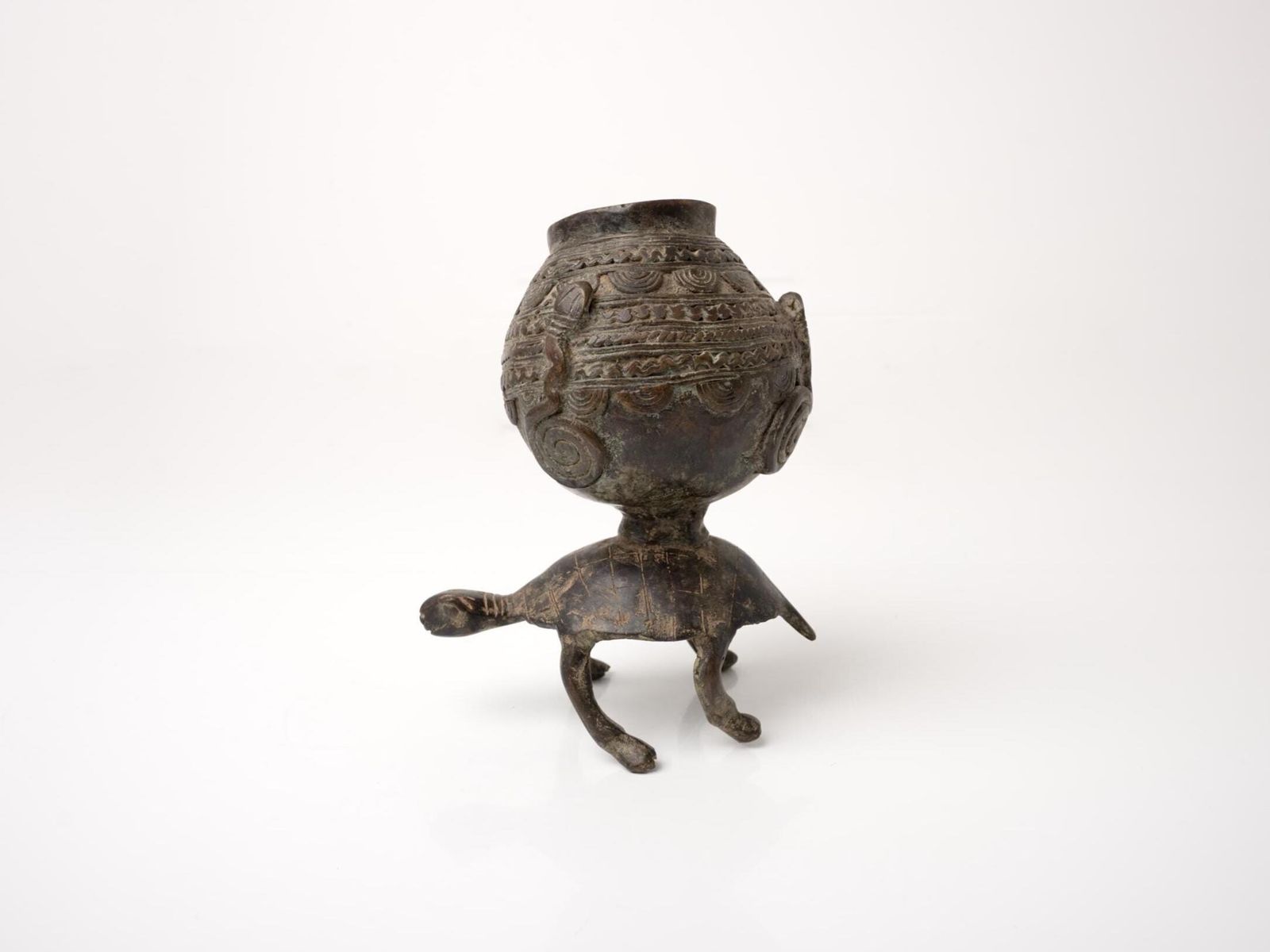 Dogon Bronze Vessel | West African Sculpture | African Bronze Urn photo Home Decor