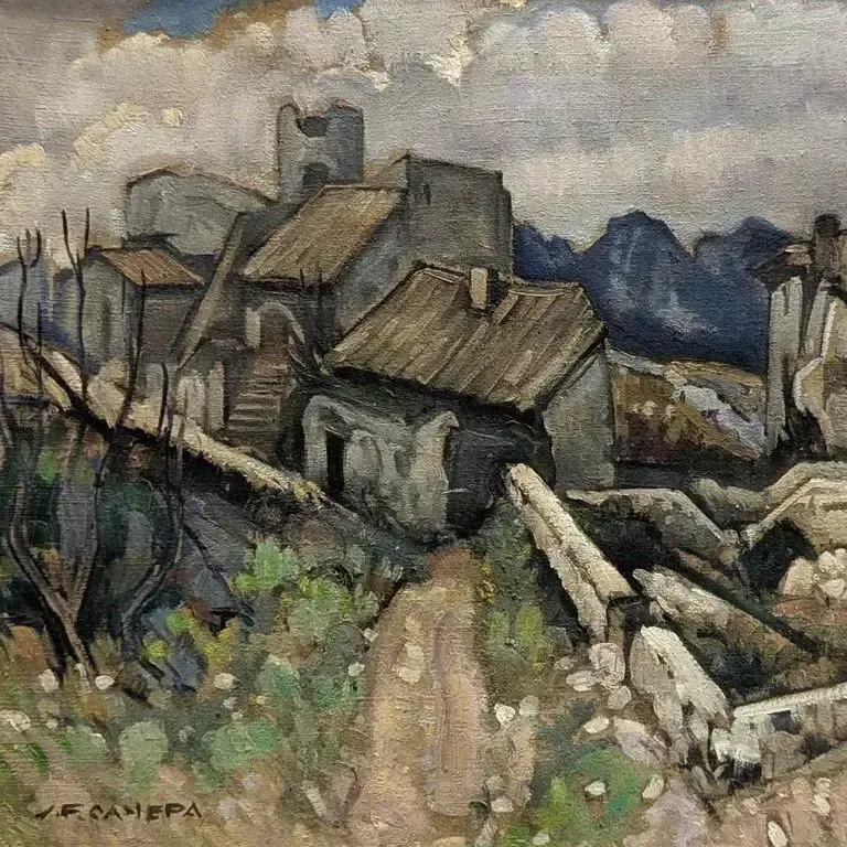 Oil On Canvas Of A Provençal Landscape, Signed Jean Frederic Canepa photo furniture