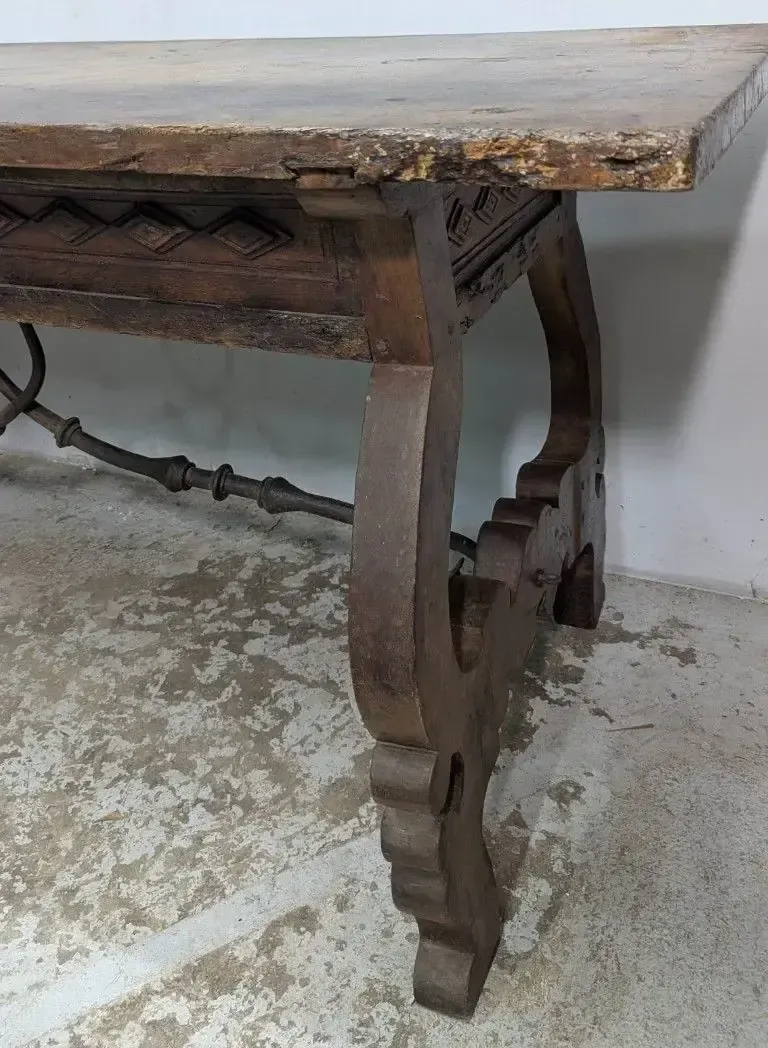 photo buy 18th Century Period Walnut Desk With A Wrought Iron Crossbar