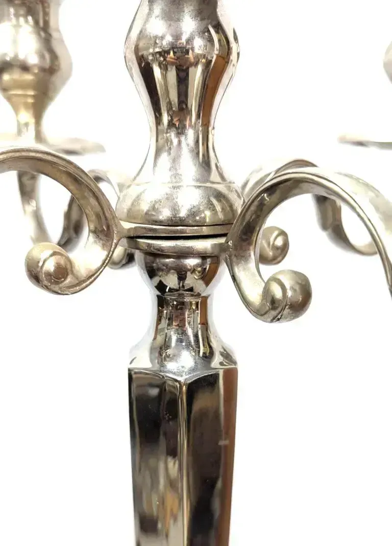 Very Large Louis XV Style Silver Plated Metal Chandeliers With 6 Lights (Pair) photo for sale