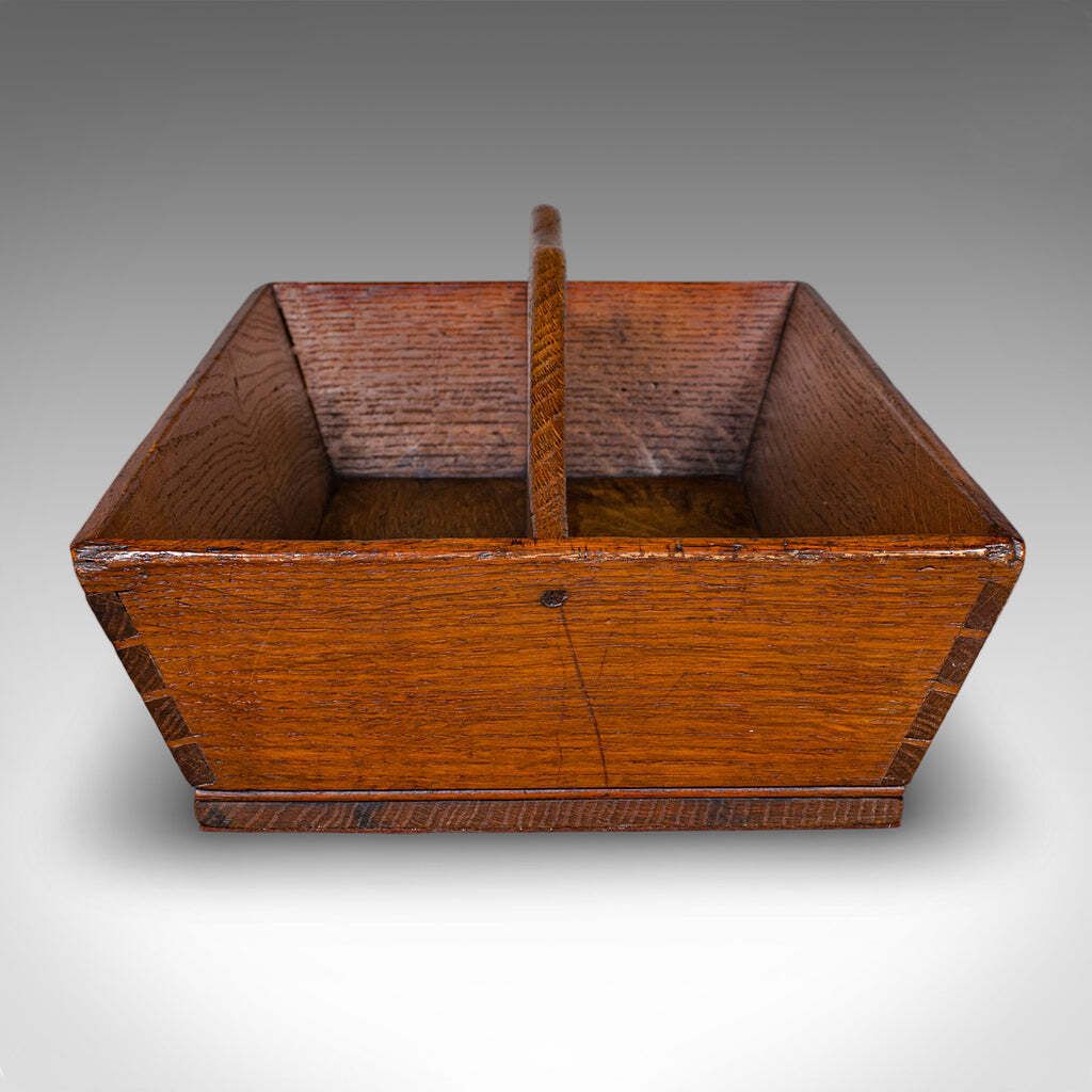 Antique Housekeeper’s Carry, English Oak, Cutlery Tray, Trug, Work Box, Georgian photo for sale