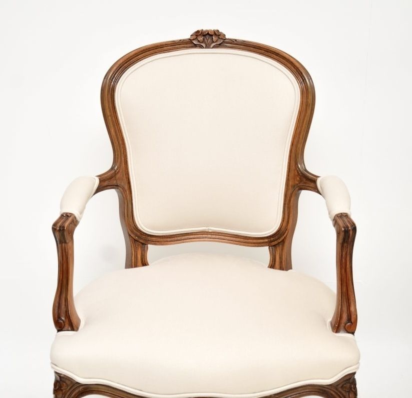 Pair Of Antique French Walnut Salon Armchairs photo for sale