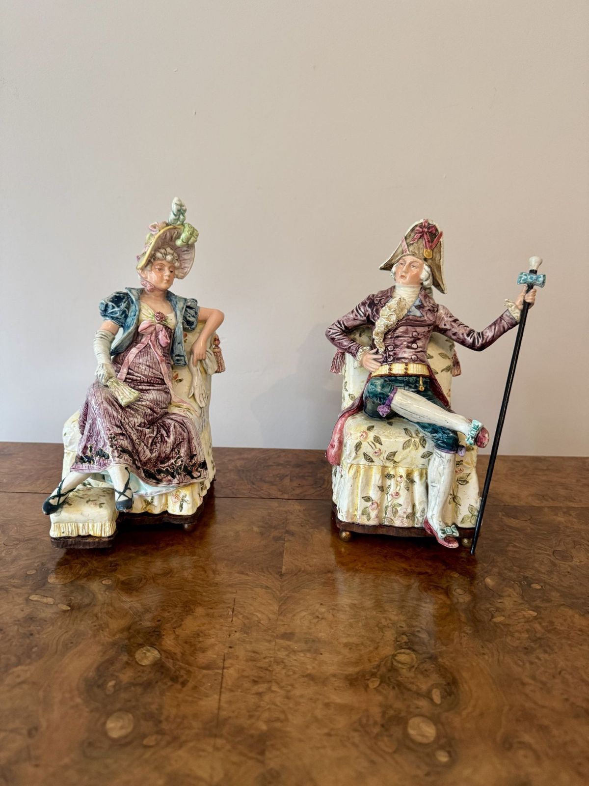 Home Decor Unusual Fine Quality Pair Of Antique Musical Figures photo