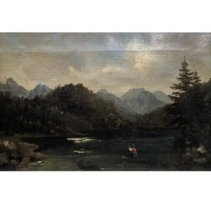Oil On Canvas, Swiss Landscape, Early 19th Century photo furniture