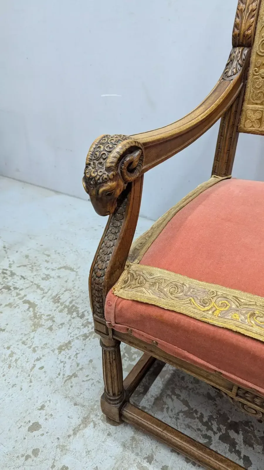 Pair Of Renaissance Style Walnut Armchairs Decorated With Rams' Heads photo 1968.0