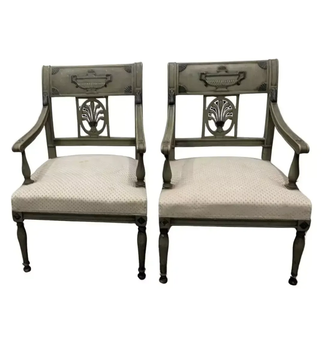 Pair Of Lacquered Armchairs In The Directoire Style