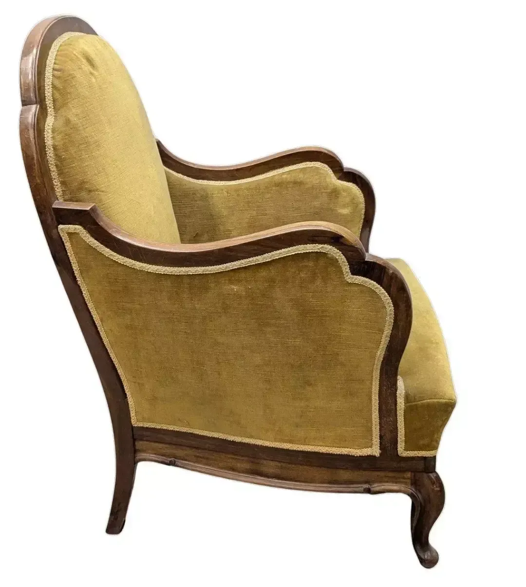 Set Of 4 Louis XV Style Armchairs Upholstered In Mustard Velvet photo for sale