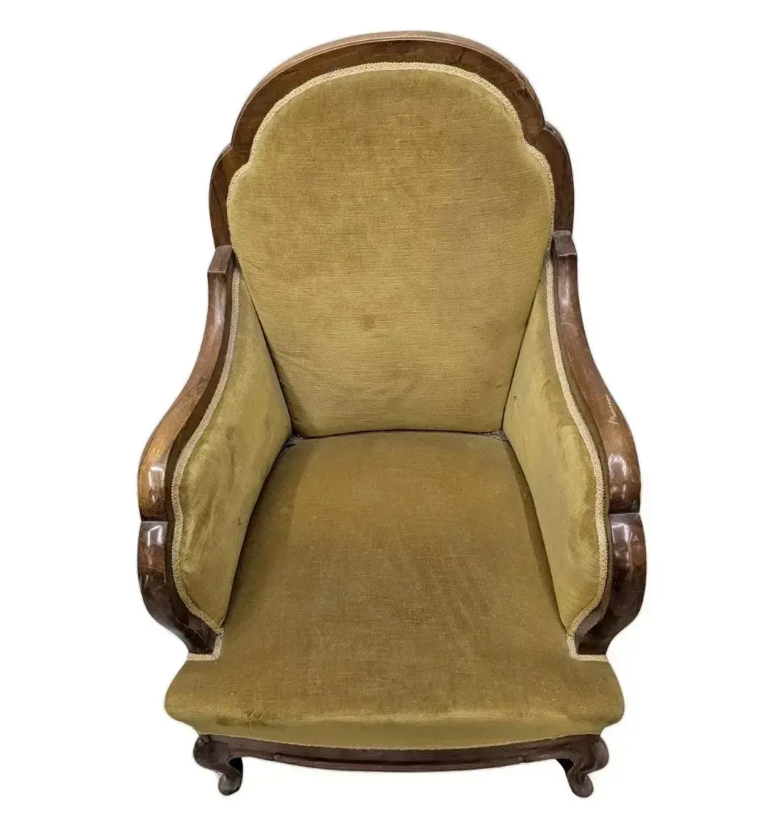 Set Of 4 Louis XV Style Armchairs Upholstered In Mustard Velvet photo vinterior