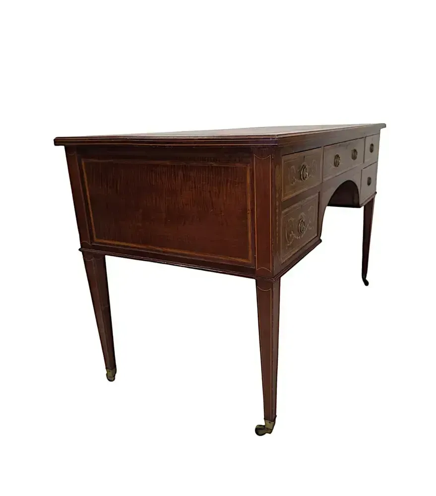 A Fabulous Edwardian Inlaid Leather Top Office Or Writing Desk By James Shoolbred Of London photo Furniture