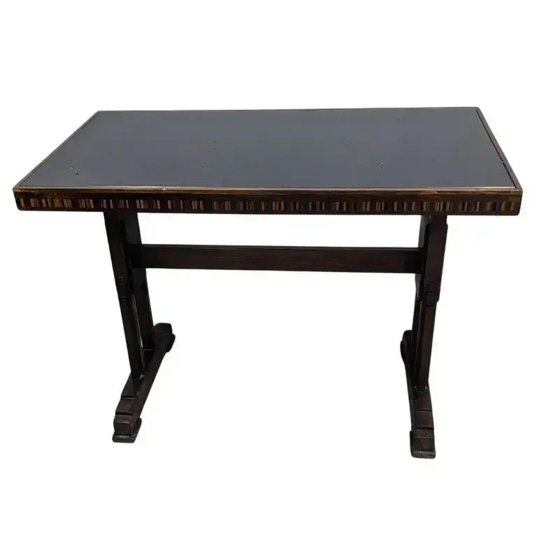 Pair Of 1930s Art Deco Bistro Tables In Marquetry And Black Opaline Glass photo Furniture