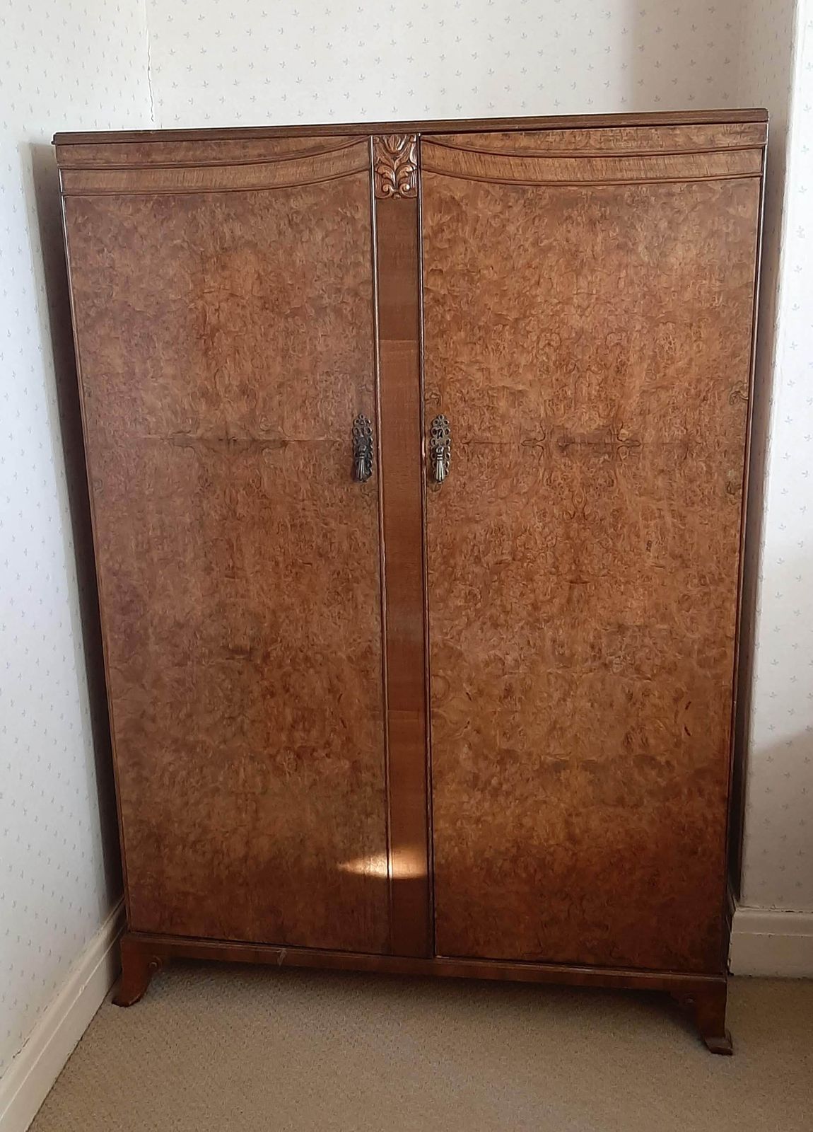 1930s Burr Walnut Wardrobe, Early 20th Century