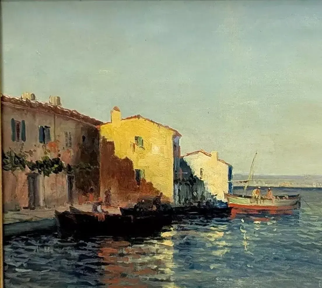Oil Painting On Canvas, Martigues, Signed Nattero, 19th Century photo for sale