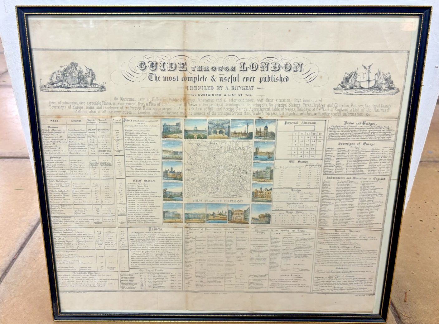 Original Victorian Guide Through London Tourist Guide By A.Rongeat Framed