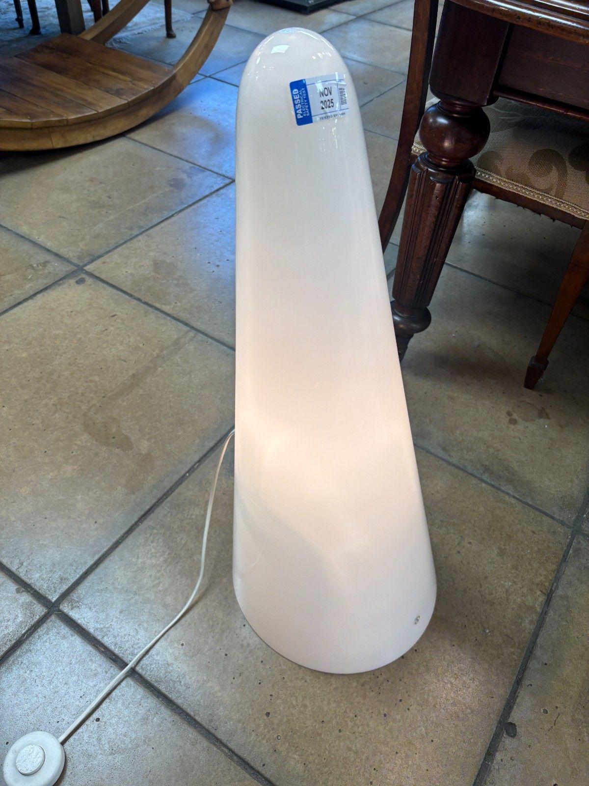 Rare Large Mid Century Peill & Putzler Cone Milk Glass Lamp photo vinterior