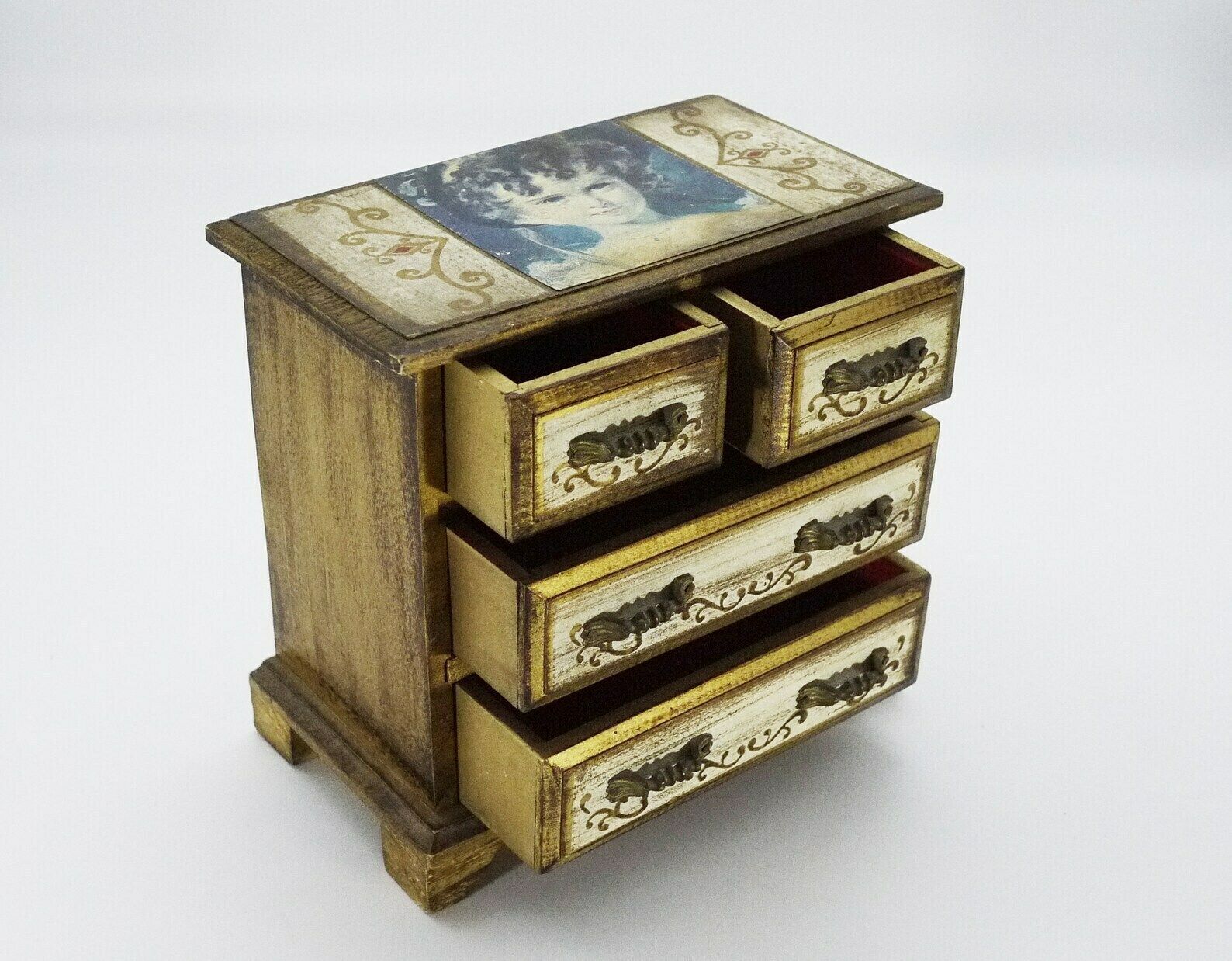 Home Decor Italian Florentine Wood Jewelry Box With Drawers photo