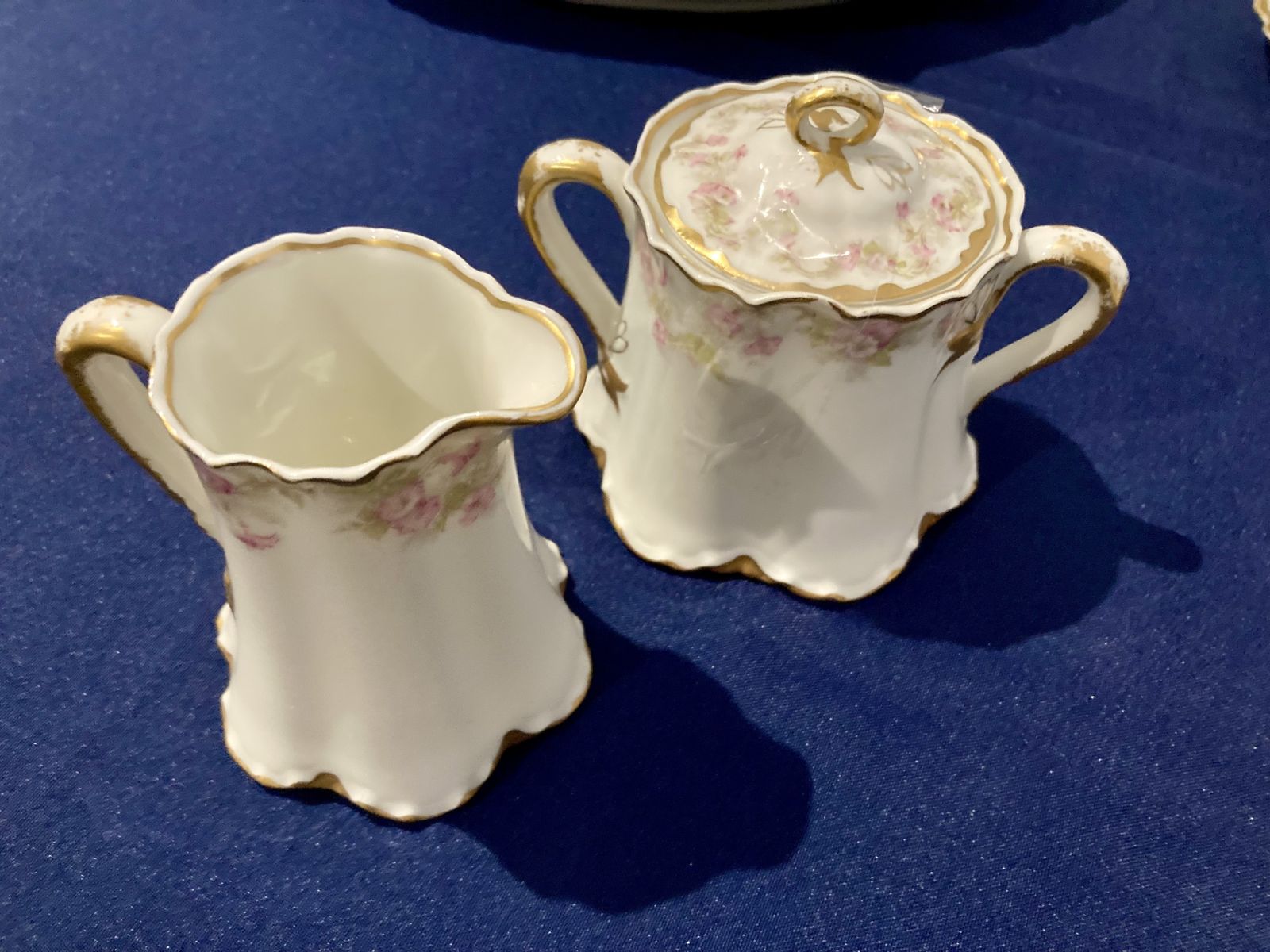 Antique Haviland Limoges Pink Roses, Gold Laurel Wreaths Dinner Set photo for sale