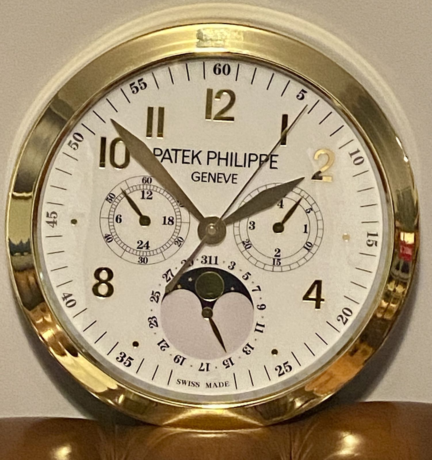 Patek Philippe Geneve Swiss Perpetual Calendar Chronograph Nautilus Dealer Promo Luxury Watch Shop Wall Clock Chronograph Timepiece 1st Dibbs Watch photo vintage