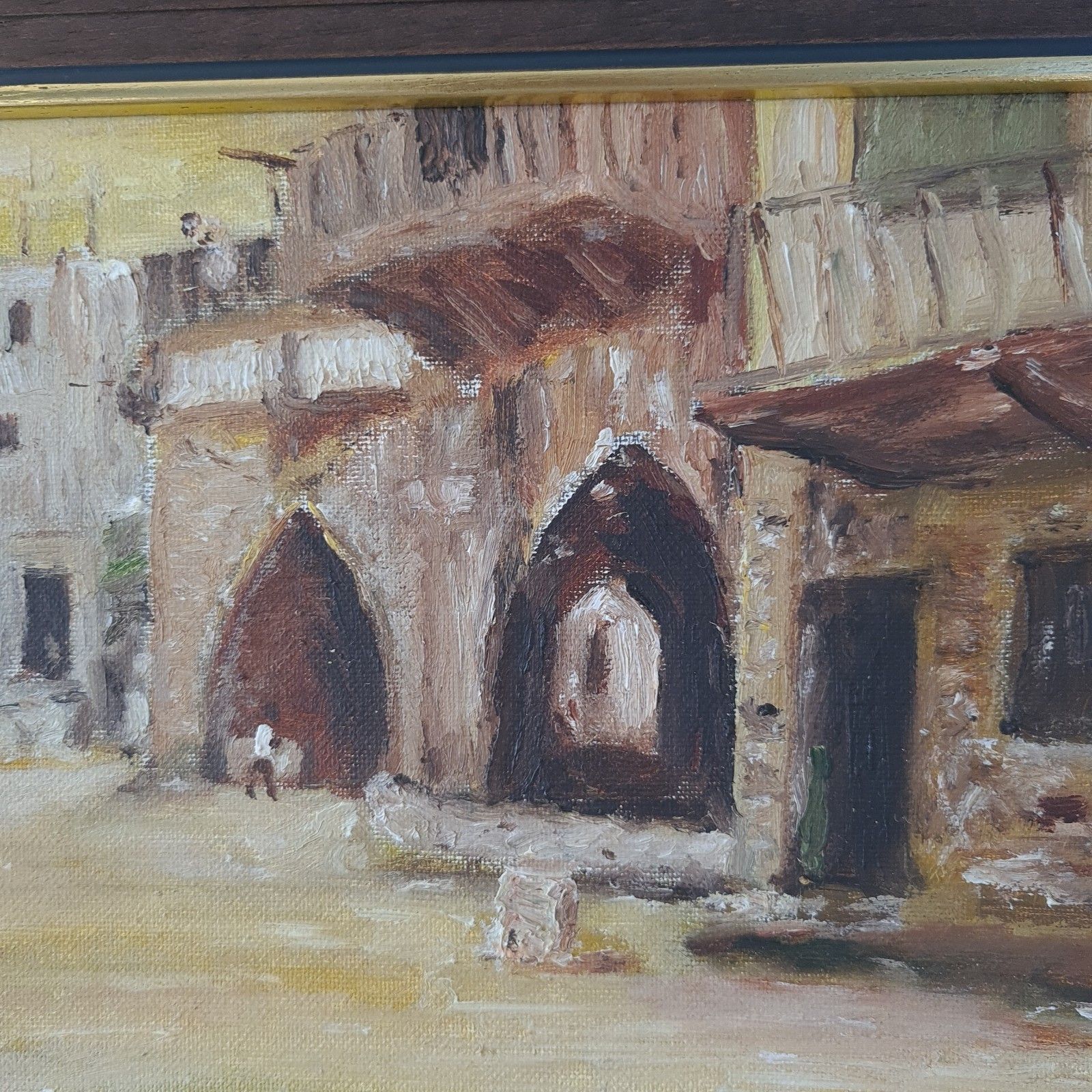 photo furniture D Winston Signed Oil Painting Acre Street Scene 1993 Akko Israel W40cm X H30cm