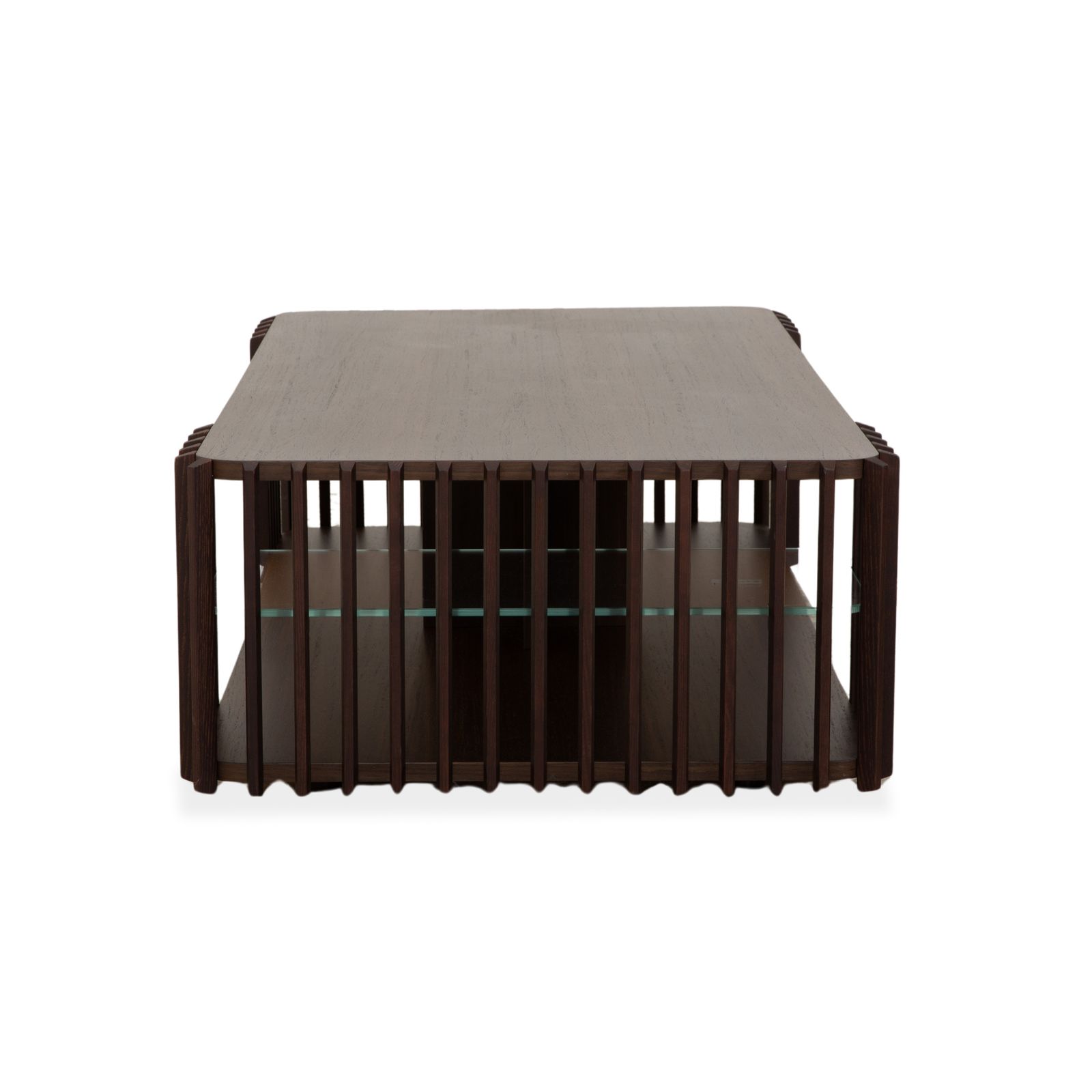 photo for sale Roche Bobois Palis Wood Coffee Table Dark Brown Glass