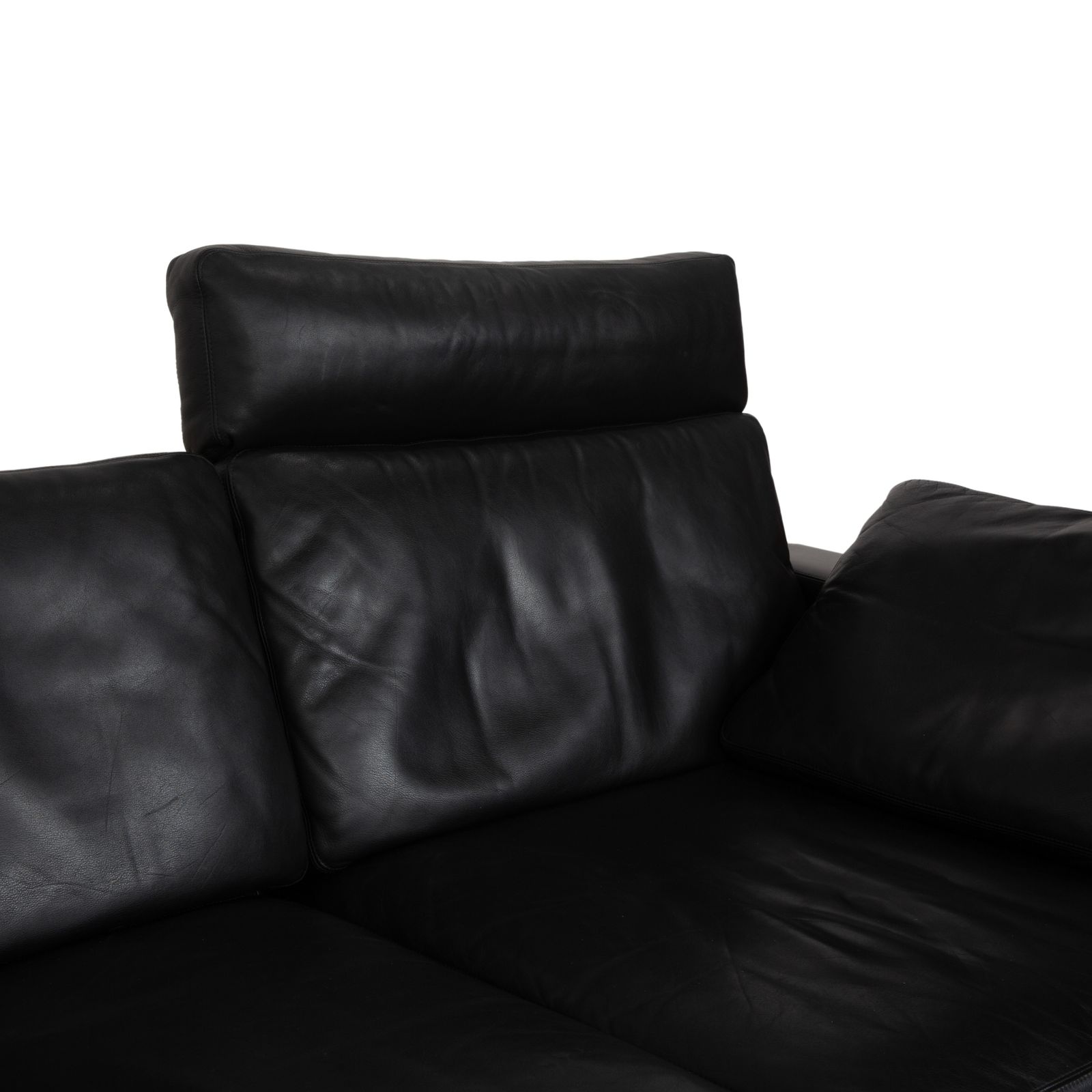 photo furniture Canapé 2 places Cor Conseta en cuir noir avec appui-tête