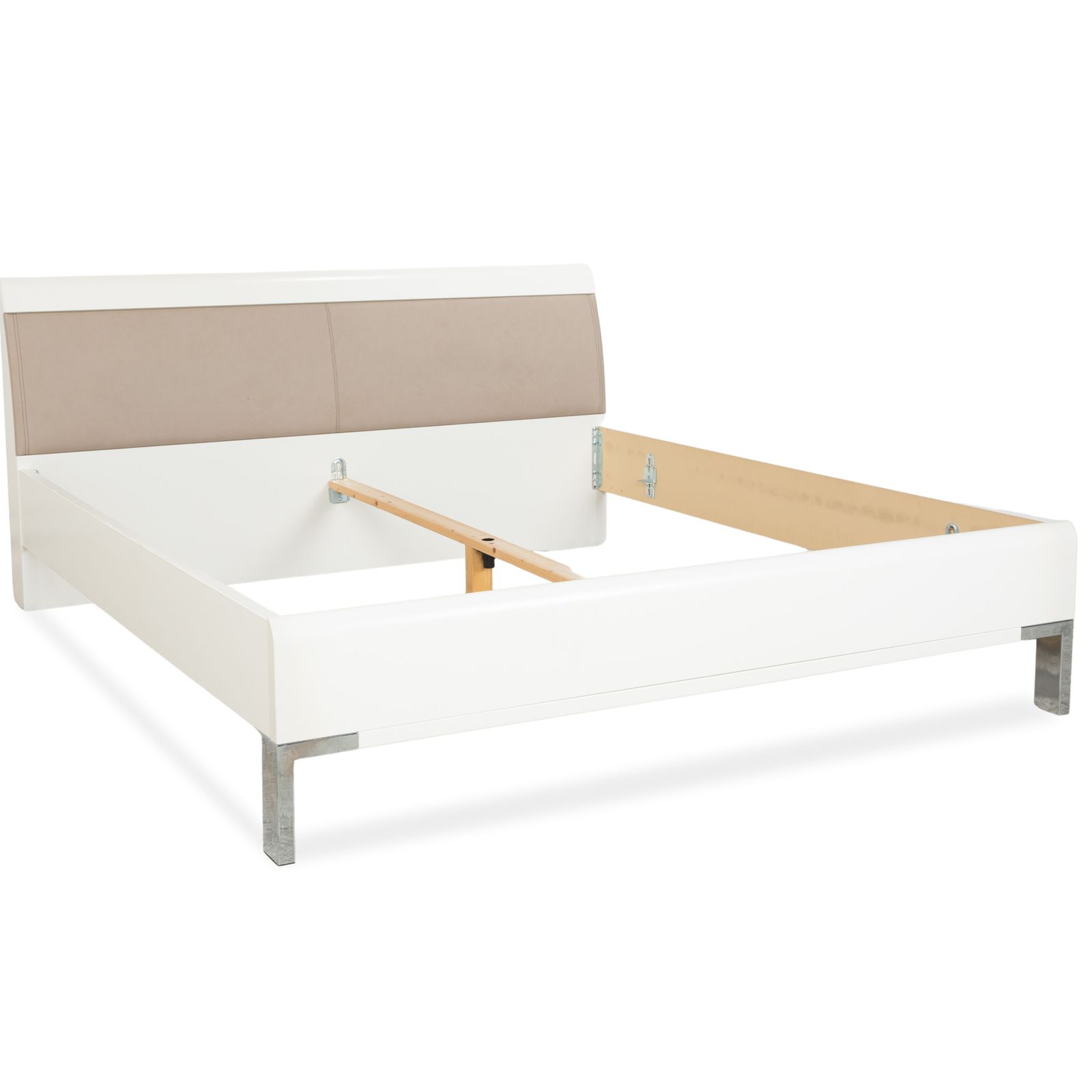 Lit Musterring en bois et cuir beige