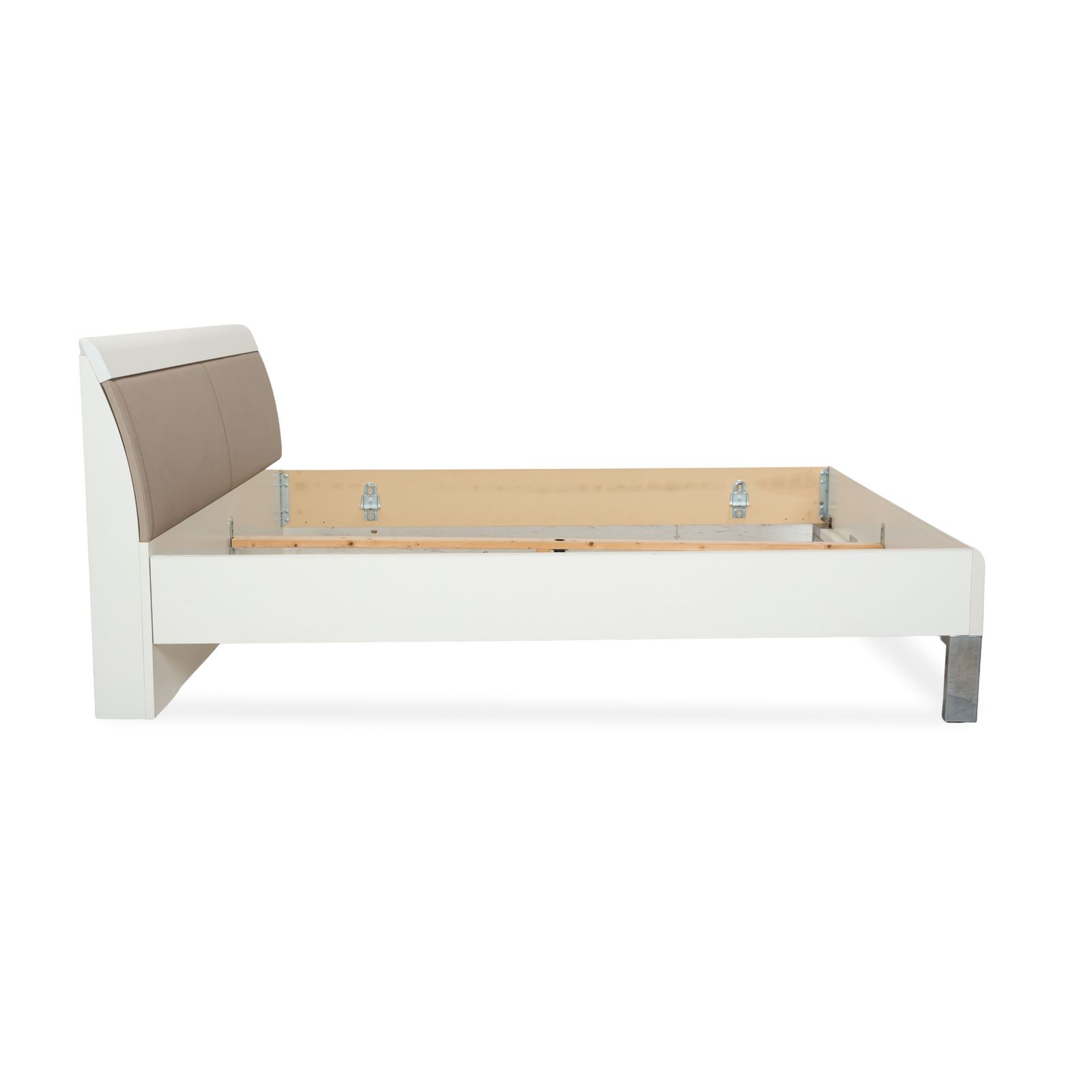 photo for sale Lit Musterring en bois et cuir beige