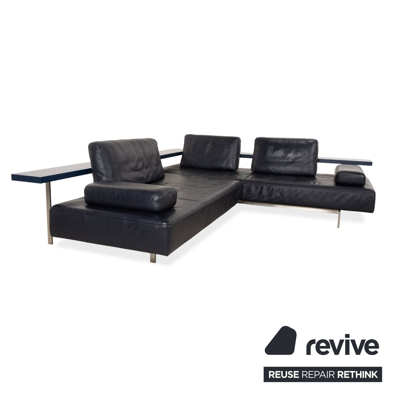 Canapé d'angle Rolf Benz Dono 6100 en cuir bleu foncé, fonction manuelle photo Mobilier