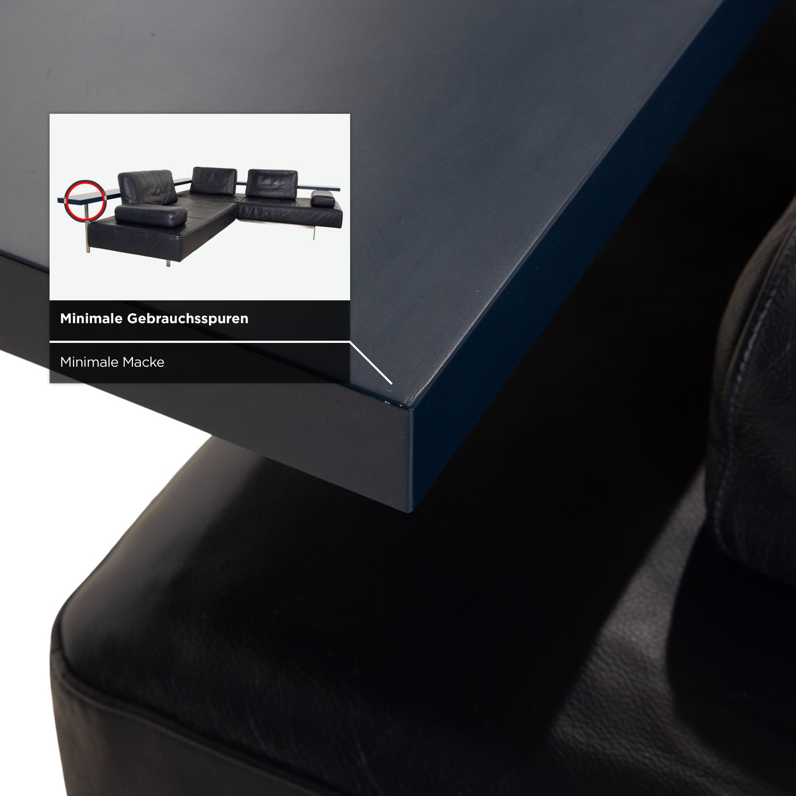 Mobilier Canapé d'angle Rolf Benz Dono 6100 en cuir bleu foncé, fonction manuelle photo