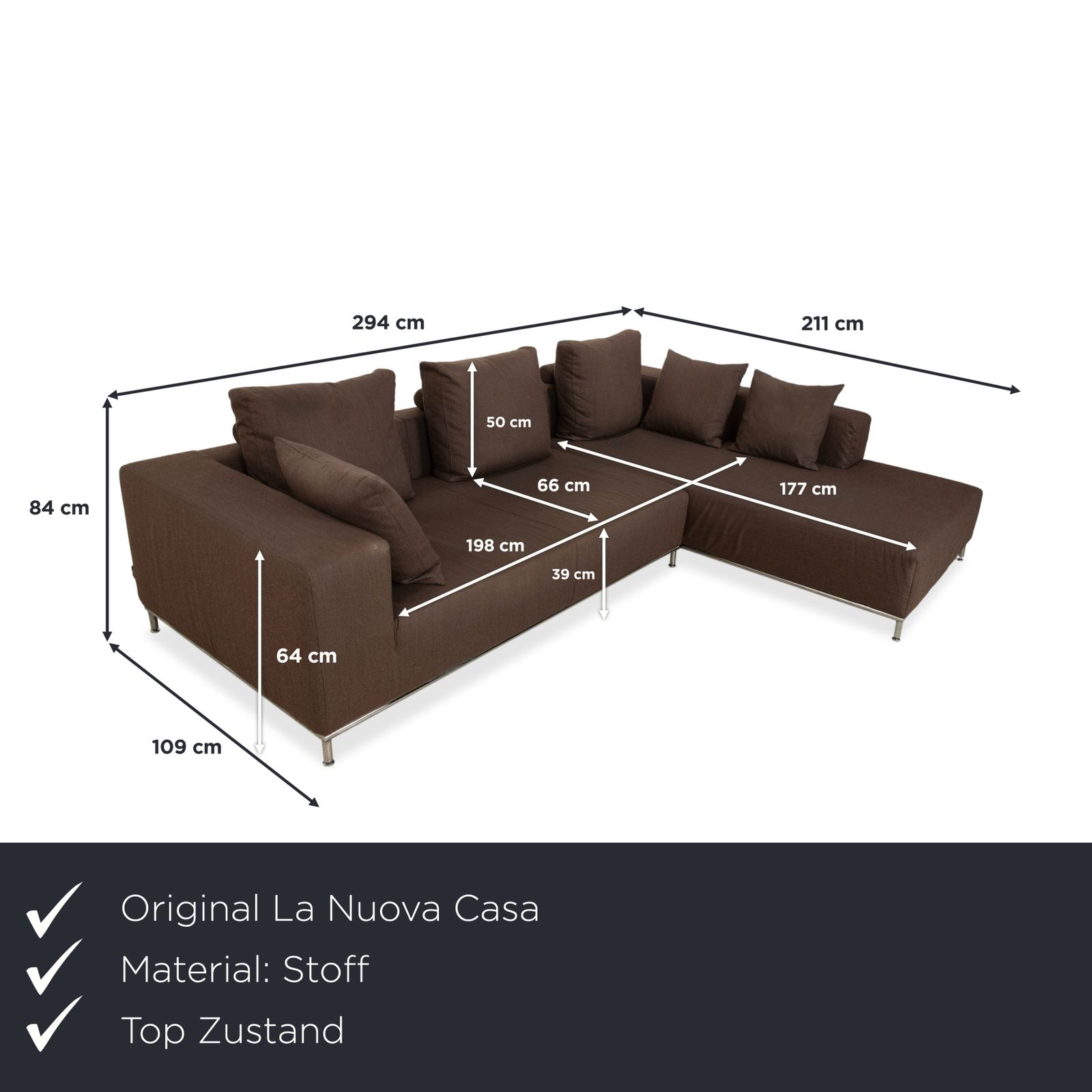 Canapé d'angle La Nuova Casa Granada en tissu, brun gris mud photo furniture