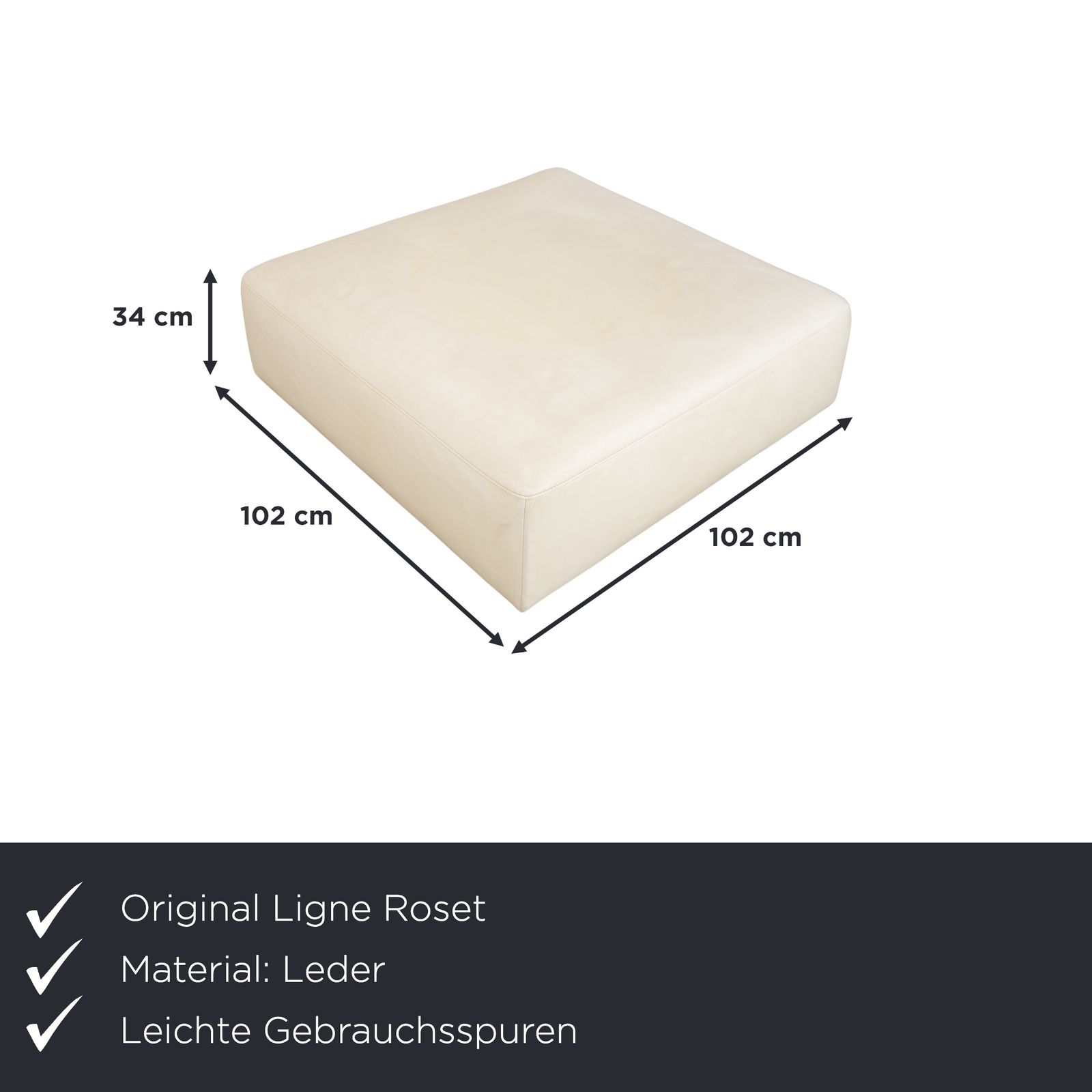 Tabouret Ligne Roset Malhoun en cuir crème photo furniture