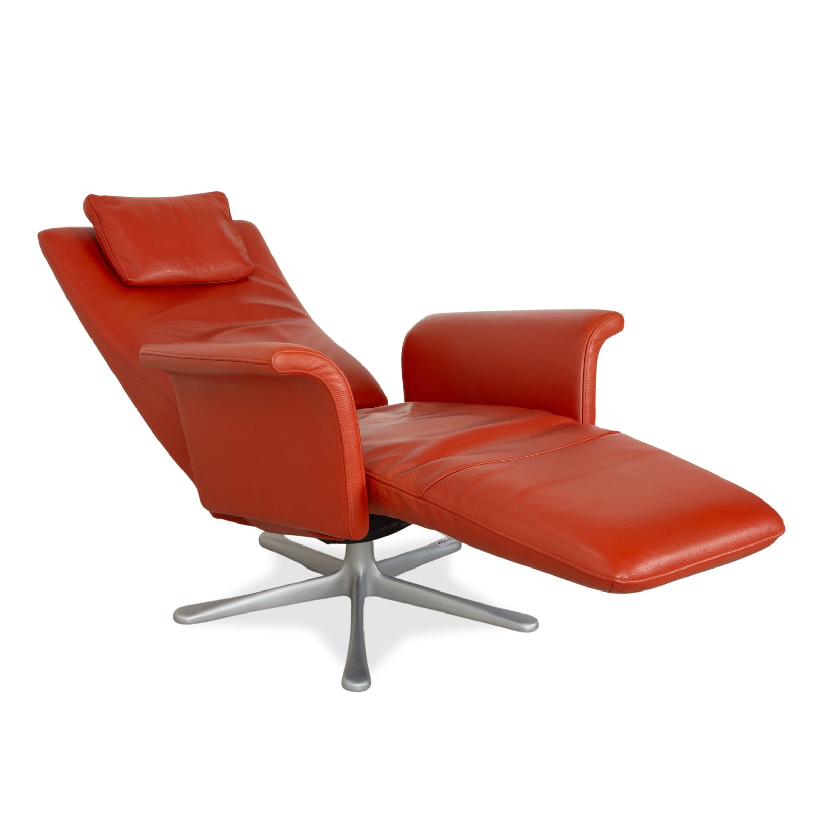 Fauteuil FSM Filou en cuir rouge orange terracotta, fonction manuelle photo 3017.0