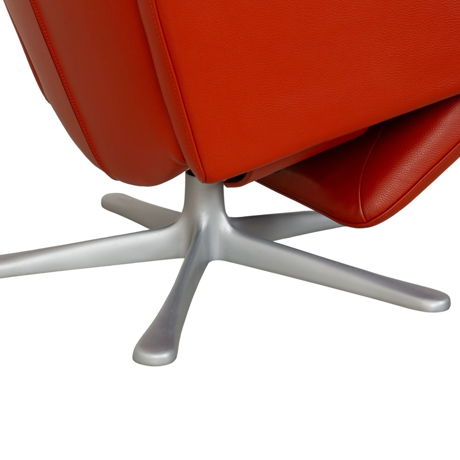 Fauteuil FSM Filou en cuir rouge orange terracotta, fonction manuelle photo vintage