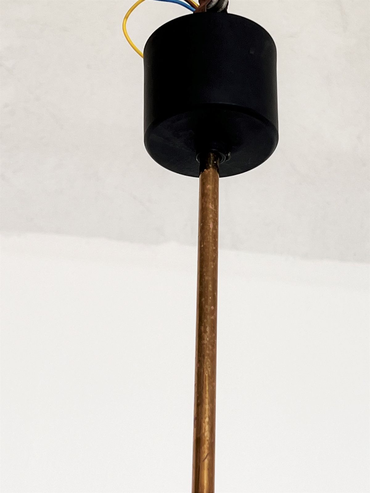 Italian Mid Century Stilnovo Opaline Glass And Brass Pendant Light , 1970s photo Lighting