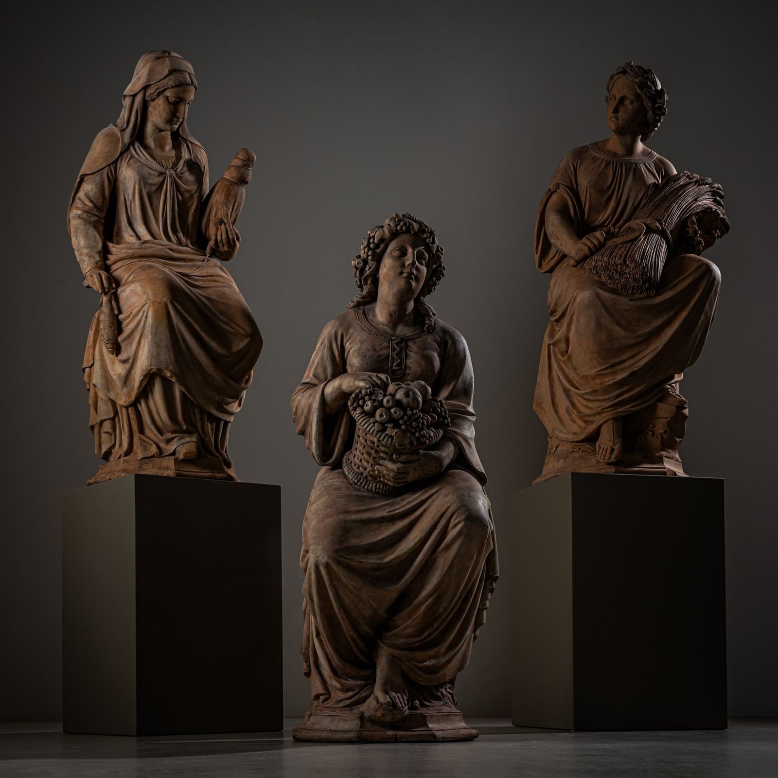 Zomer, Herfst En Winter – Terracottasculpturen, Gesigneerd En Gedateerd Door Franz Melnitzky, 1855