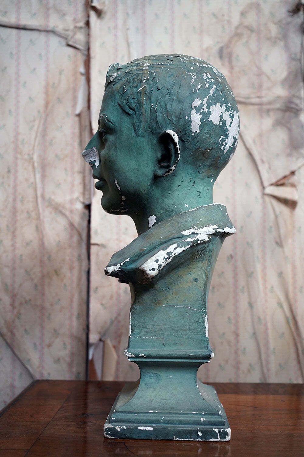 An Early 20thc Green Painted Plaster Bust Of A Youth C.1900 20 photo 680.0