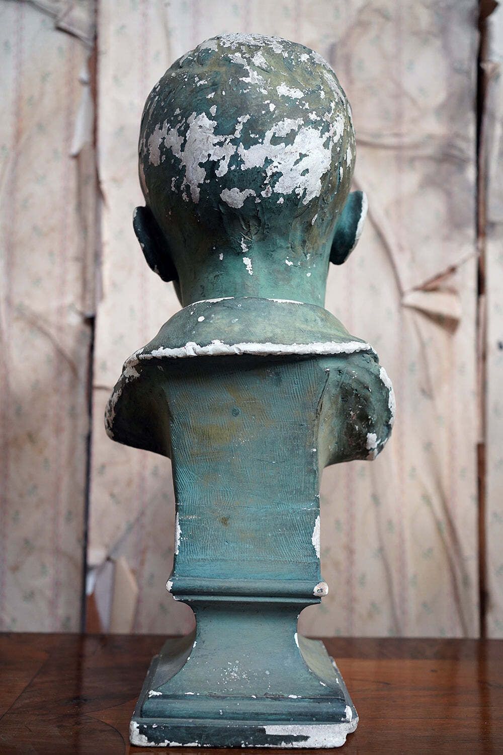 An Early 20thc Green Painted Plaster Bust Of A Youth C.1900 20 photo vintage