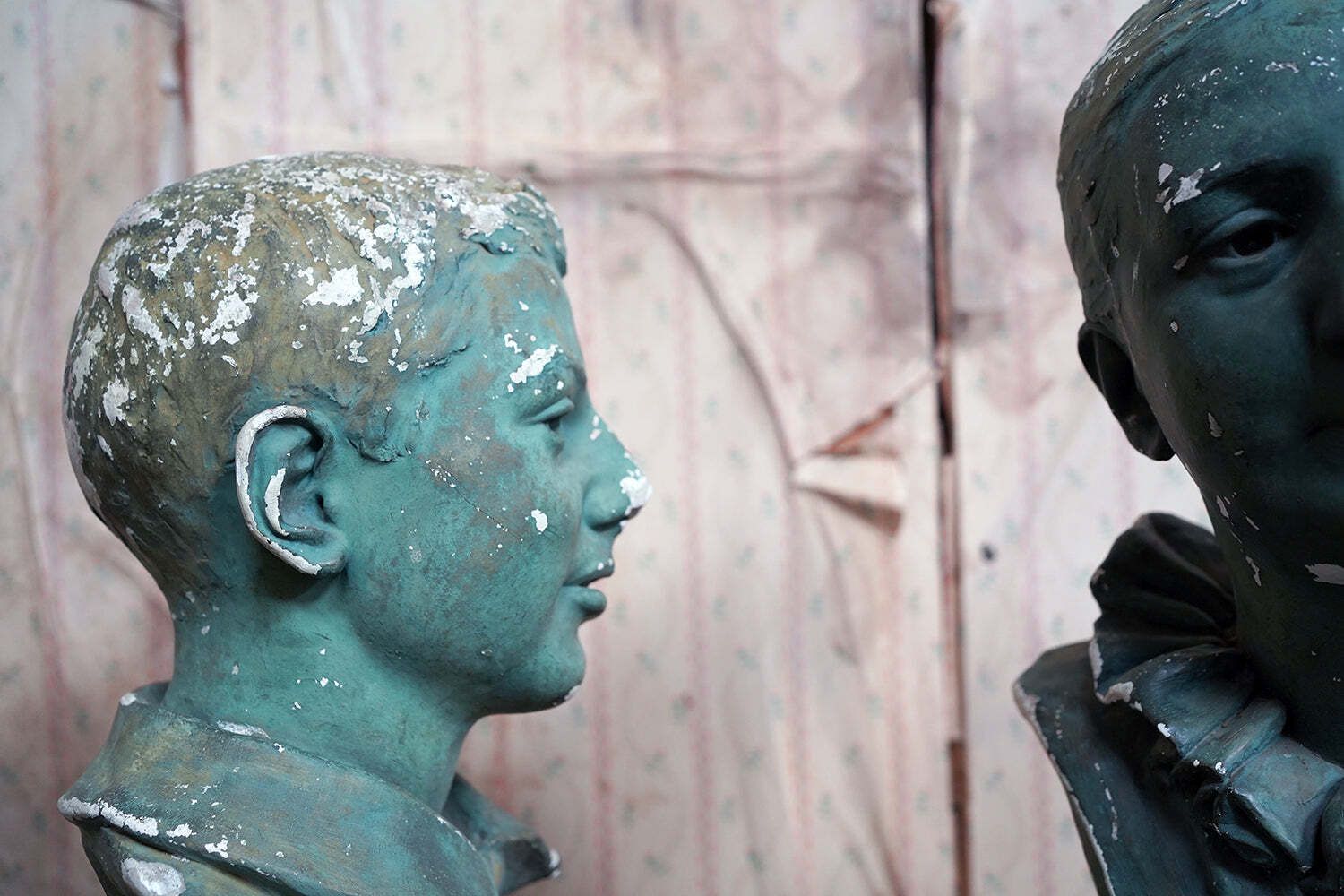 Art An Early 20thc Green Painted Plaster Bust Of A Youth C.1900 20 photo